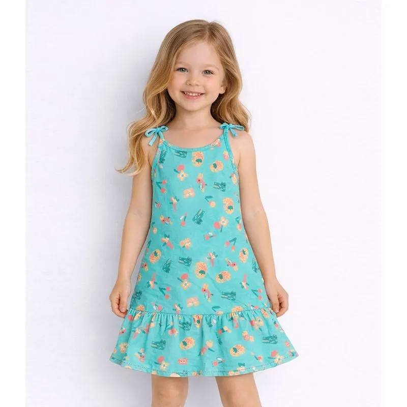 Vestido Infantil Alça Com Laço Nas Pontas Select Azul 6