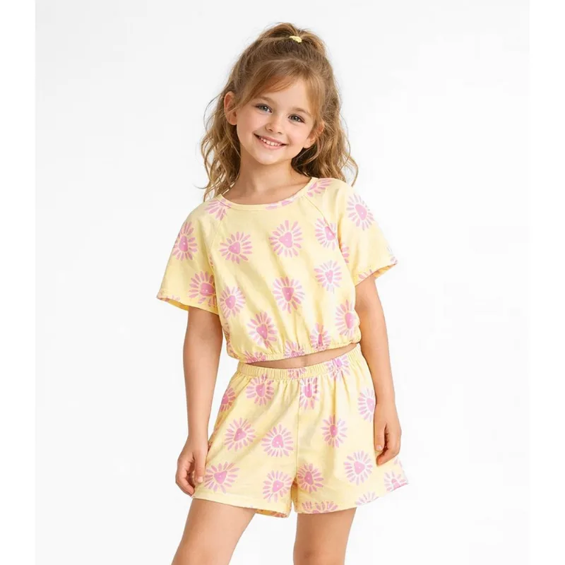 Conjunto Infantil Menina Blusa E Short Select Amarelo 10