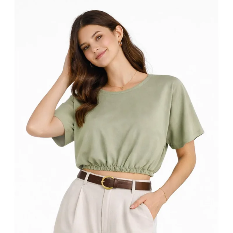 Blusa Feminina Elástico Na Cintura Infinita Cor Verde G