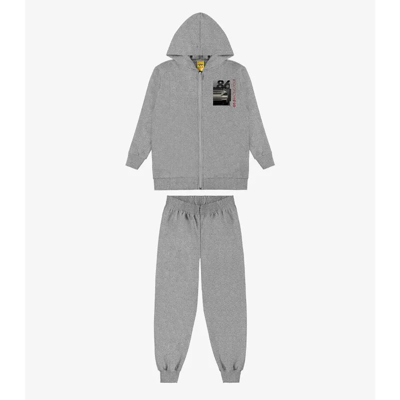 Conjunto Jaqueta Com Capuz E Calça Rovi Kids Cinza 12