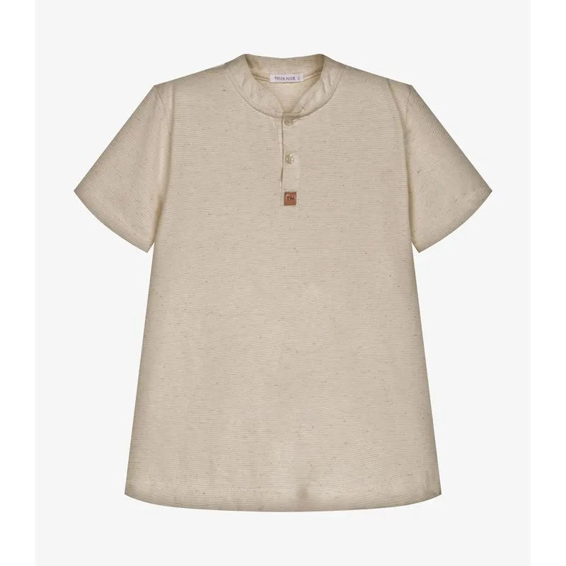 Camiseta Infantil Menina Meia Malha Trick Nick Bege 12