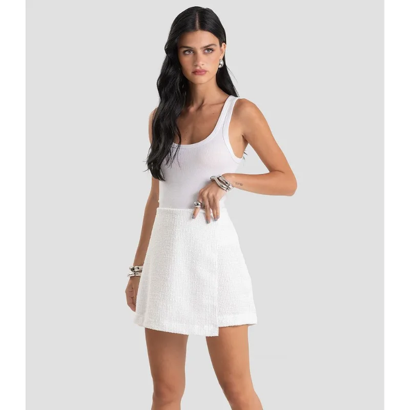 Shorts Saia Feminino Tweed Dianna Branco PP