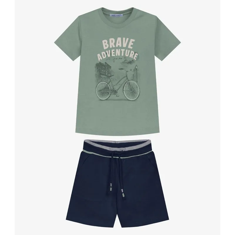 Conjunto Infantil Camiseta Com Bermuda Trick Nick Verde 6