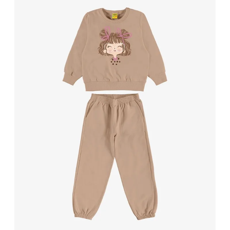 Conjunto Blusão Com Calça Menina Rovi Kids Marrom 12
