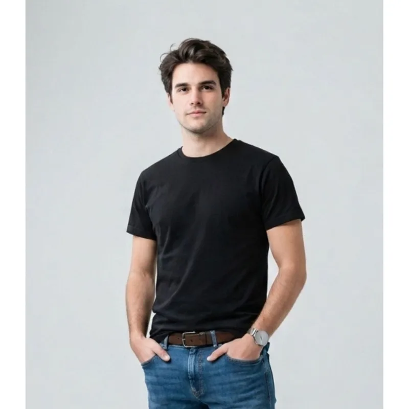 Camiseta Masculina Manga Curta Básica Infinita Cor Preto M