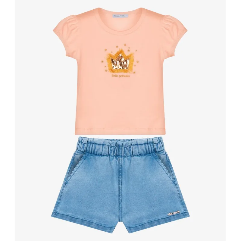 Conjunto Infantil Blusa Com Shorts Trick Nick Rosa 6