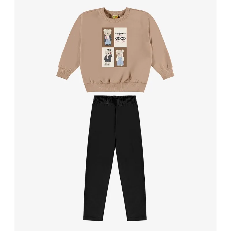 Conjunto Blusão Com Legging Menina Rovi Kids Marrom 14