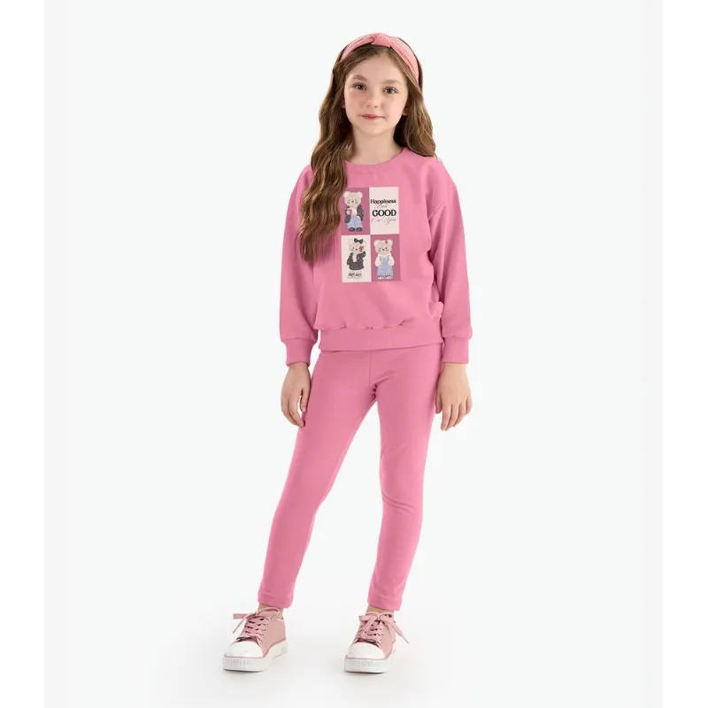 Conjunto Blusão Com Legging Menina Rovi Kids Rosa 12