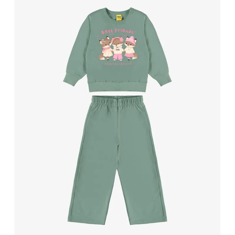 Conjunto Blusão Com Calça Feminina Rovi Kids Verde 2