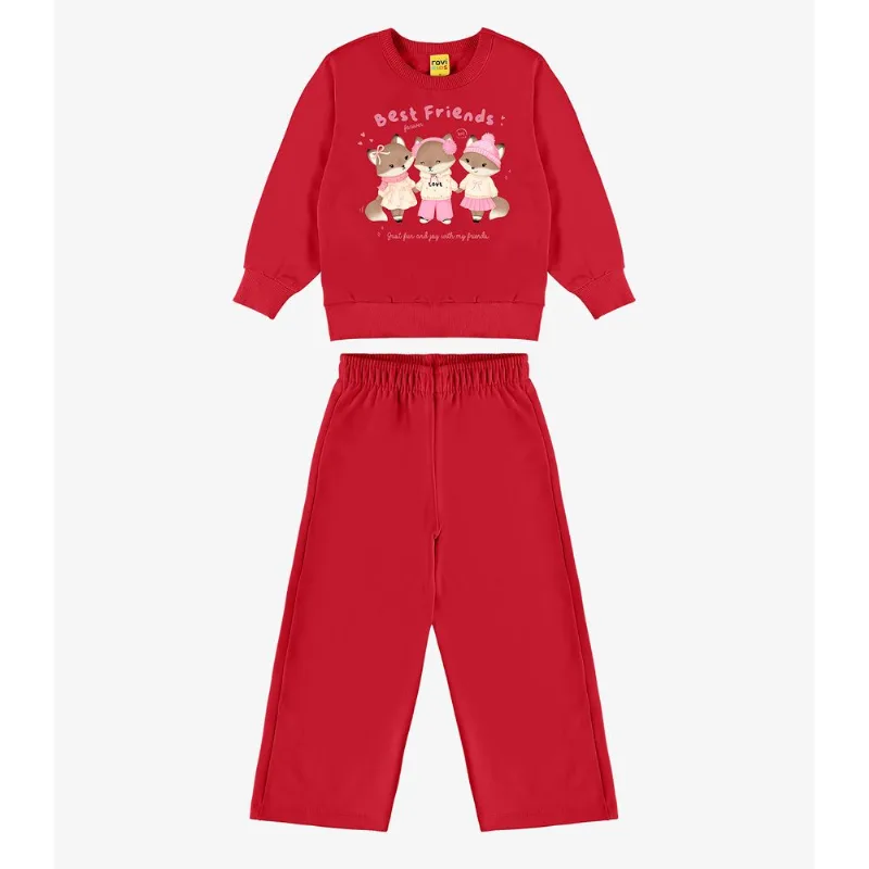Conjunto Blusão Com Calça Feminina Rovi Kids Vermelho 8
