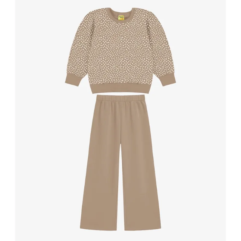 Conjunto Blusão Com Calça Feminino Rovi Kids Marrom 8