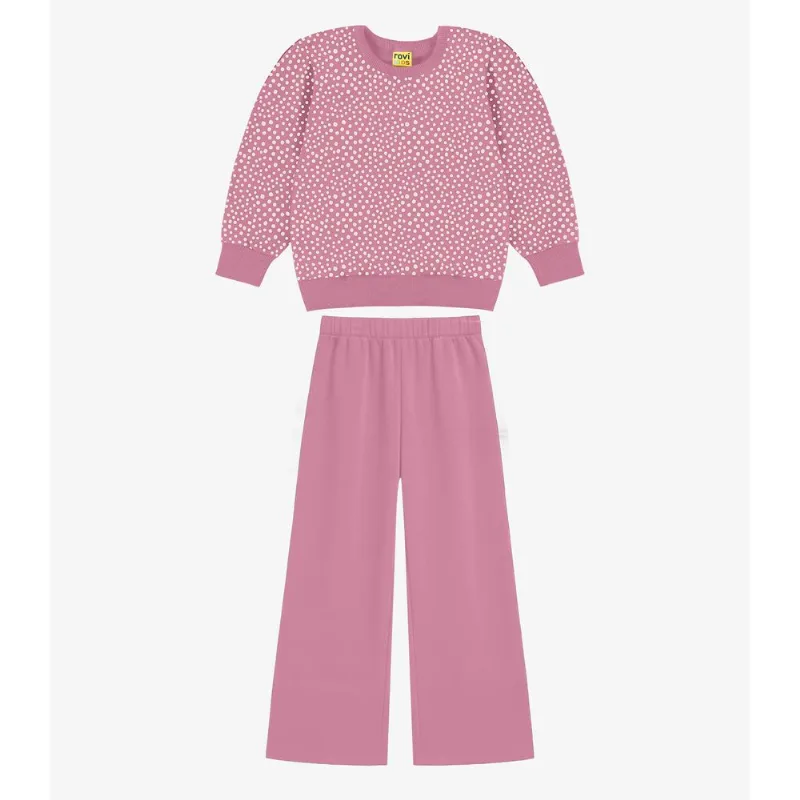 Conjunto Blusão Com Calça Feminino Rovi Kids Rosa 6