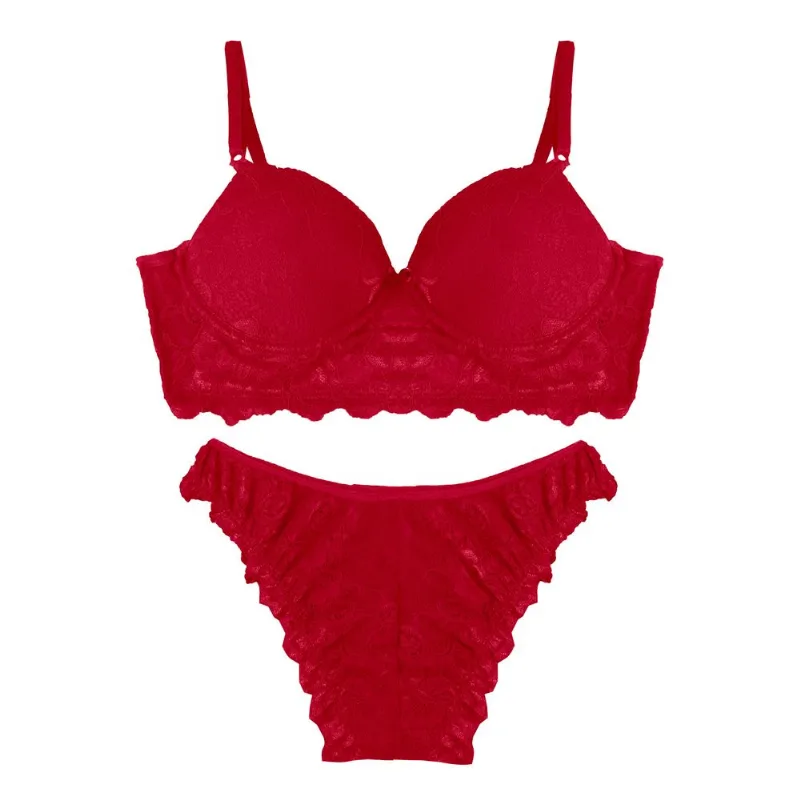 Conjunto Lingerie Feminina Em Renda Feminize Vermelho M
