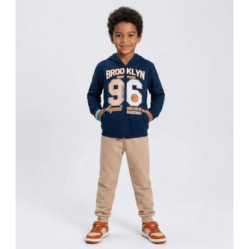 Conjunto Moletom Menino Jaqueta E Calça Kappes Azul 14