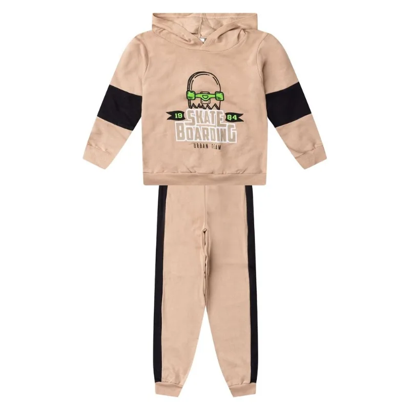 Conjunto Moletom Menino Blusão E Calça Select Bege 6
