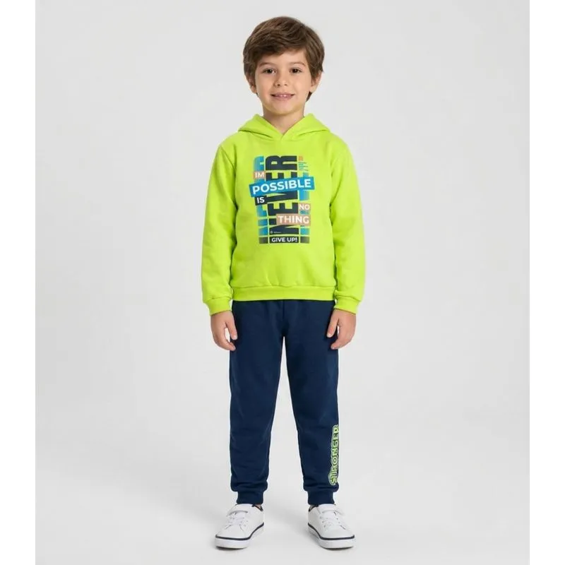Conjunto Moletom Menino Blusão E Calça Kappes Verde 12