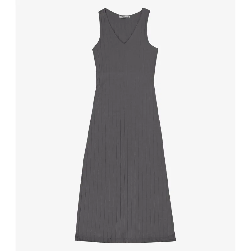 Vestido Feminino Midi Decote Em V Endless Cinza P