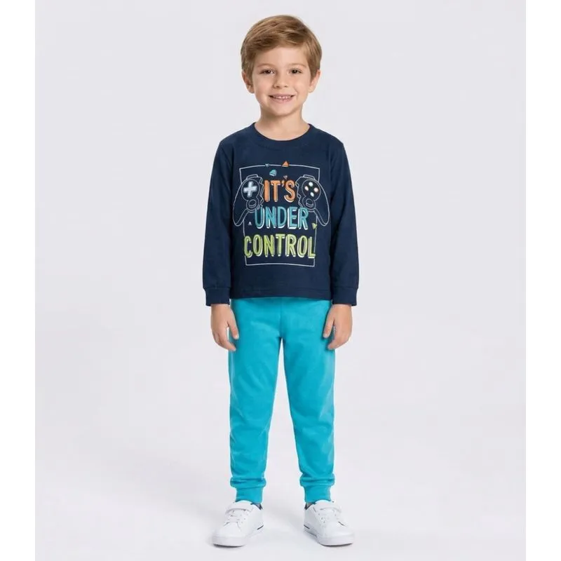 Conjunto Menino Blusa Longa E Calça Kappes Azul M