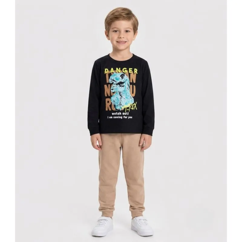 Conjunto Menino Blusa Longa E Calça Kappes Preto 14