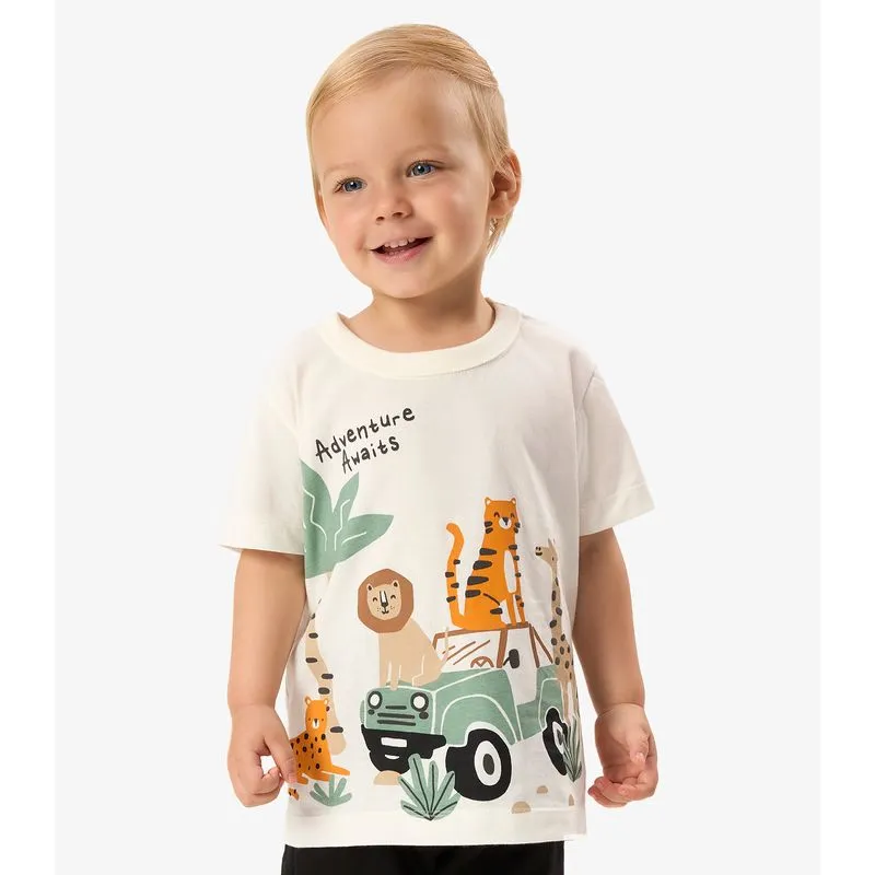 Camiseta Infantil Com Estampa Rovi Kids Bege 4