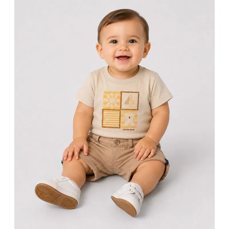Conjunto Infantil Camiseta Com Bermuda Trick Nick Bege P