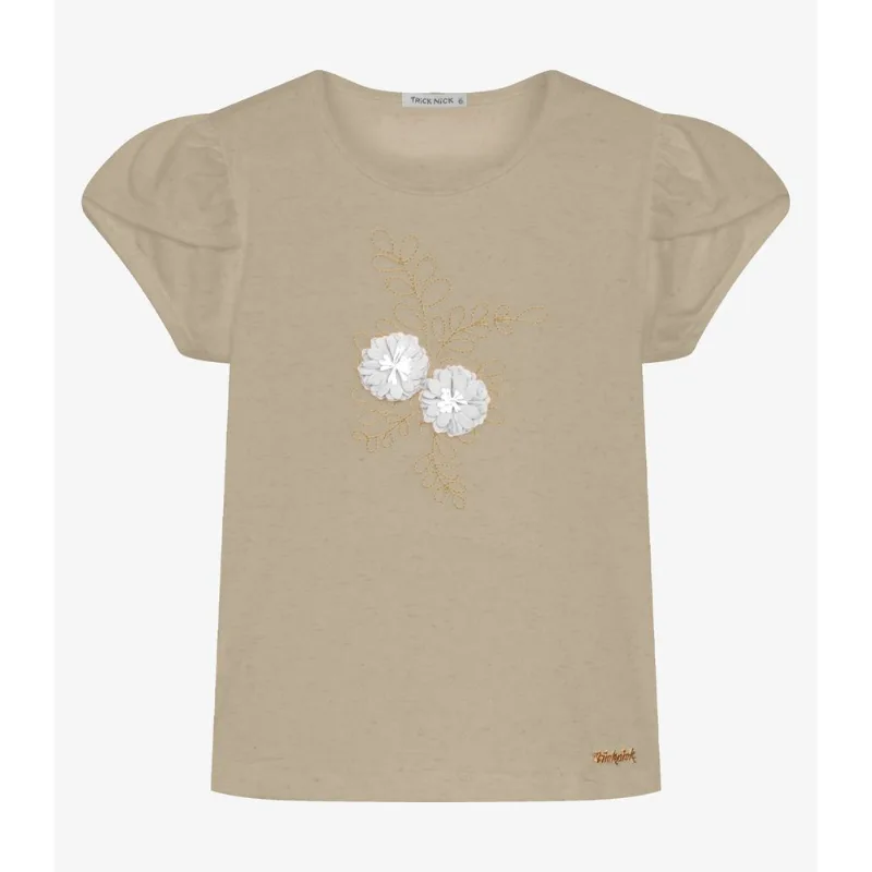 Blusa Infantil Meia Malha Com Bordado Trick Nick Bege 12
