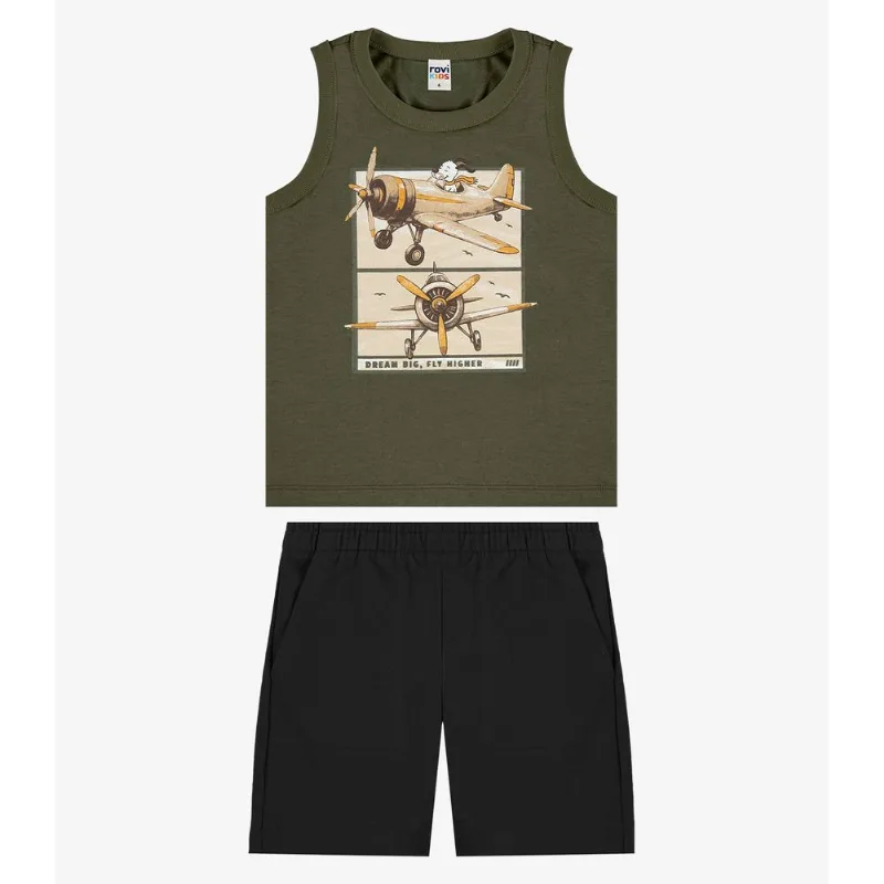 Conjunto Machão Com Bermuda Infantil Rovi Kids Verde 6