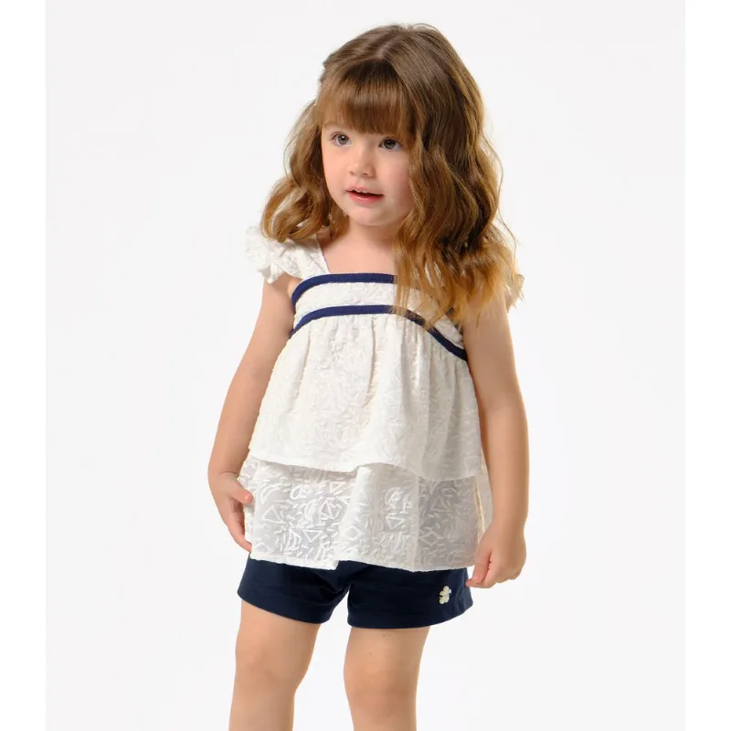 Conjunto Menina Blusa Com Shorts Trick Nick Bege 10