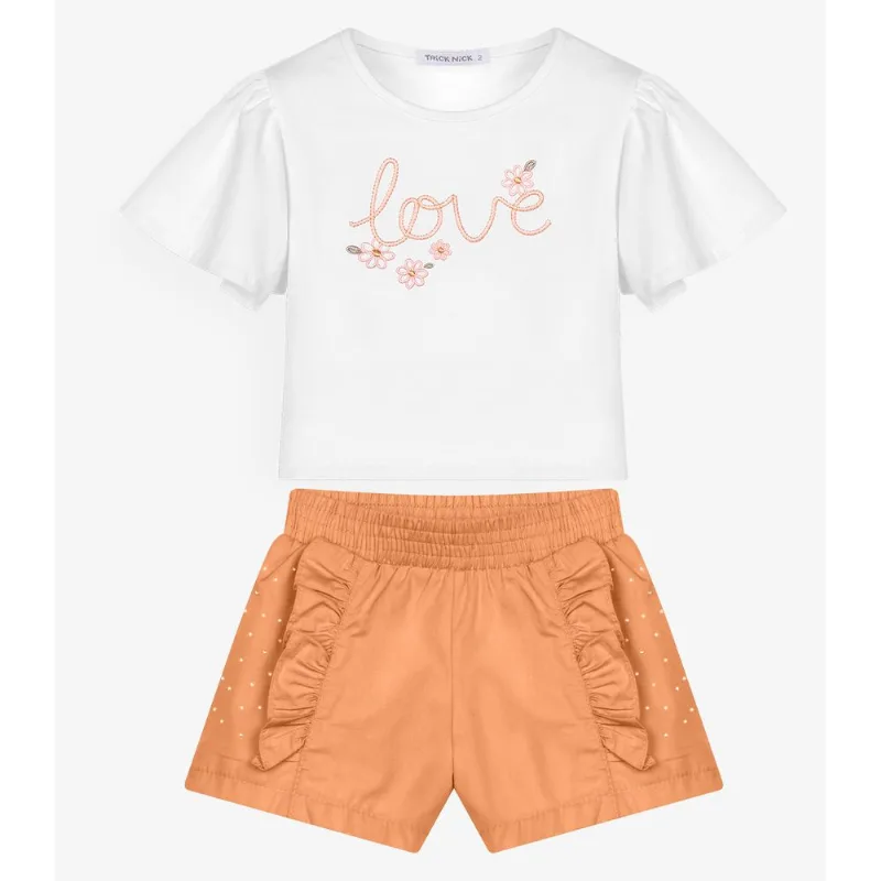 Conjunto Menina Blusa Com Shorts Trick Nick Branco 8