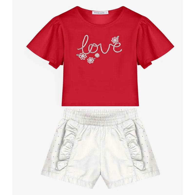 Conjunto Menina Blusa Com Shorts Trick Nick Vermelho 4