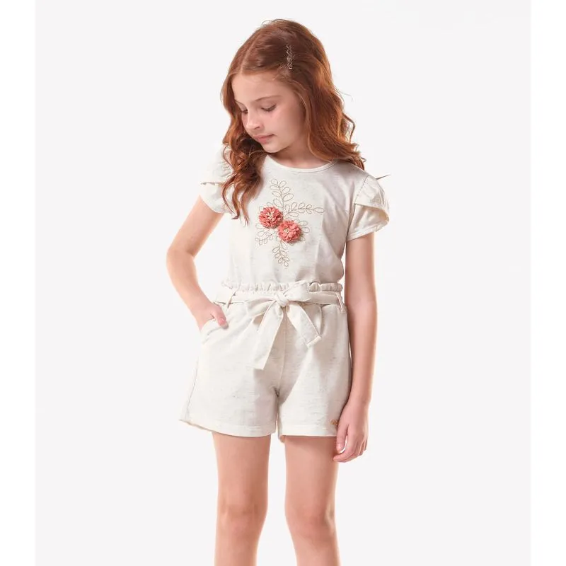 Shorts Infantil Feminino Moletinho Trick Nick Bege 14