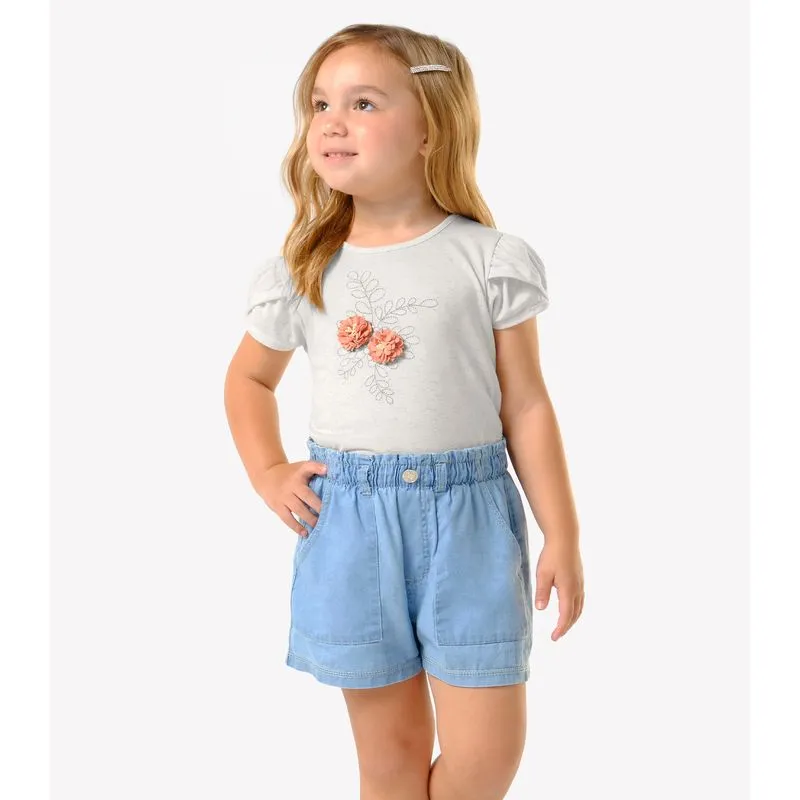 Shorts Infantil Menina Jeans Trick Nick Azul 12