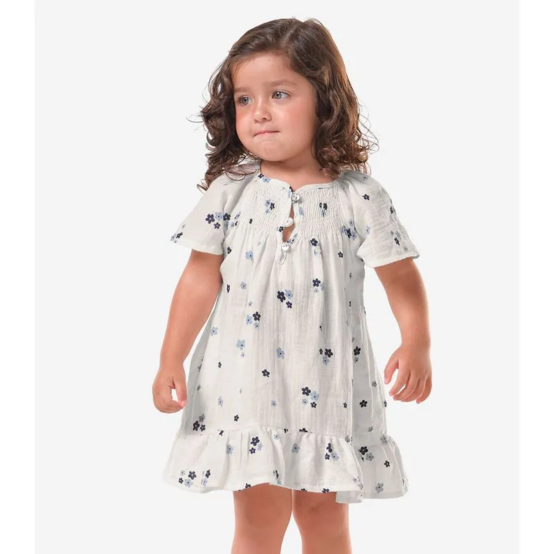 Vestido Infantil Menina Floral Trick Nick Bege 6