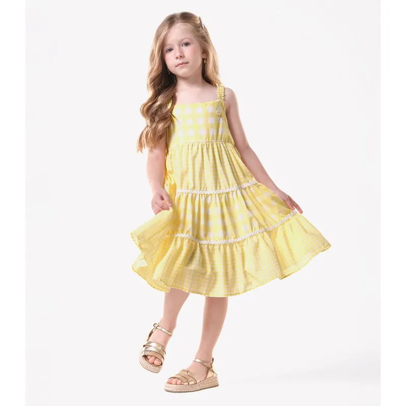 Vestido Infantil Feminino Chiffon Trick Nick Amarelo 10
