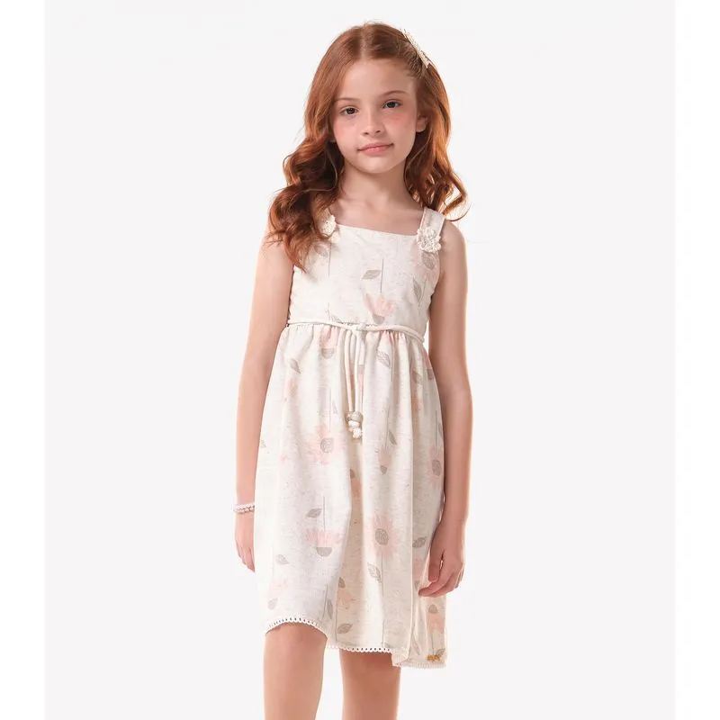 Vestido Infantil Moletinho Estampado Trick Nick Bege 10