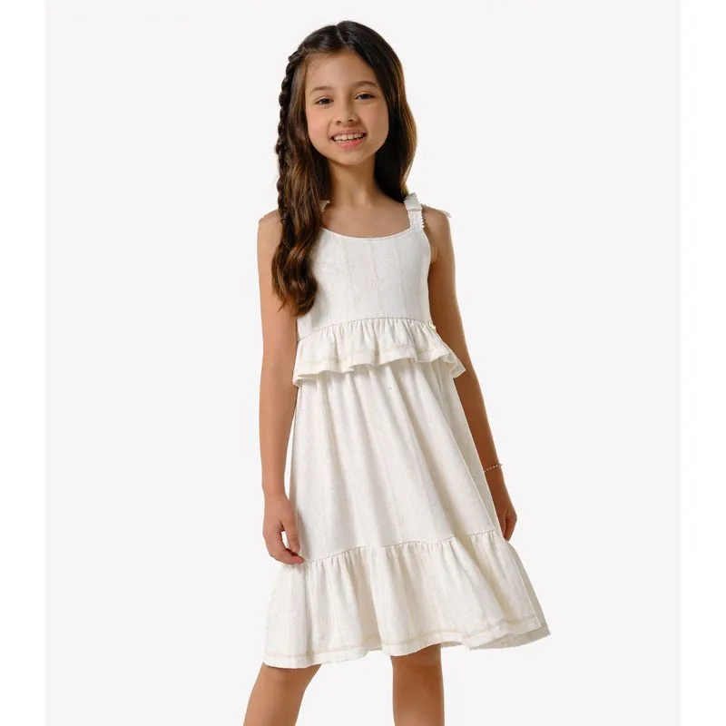 Vestido Infantil Viscolinho Lurex Trick Nick Bege 14