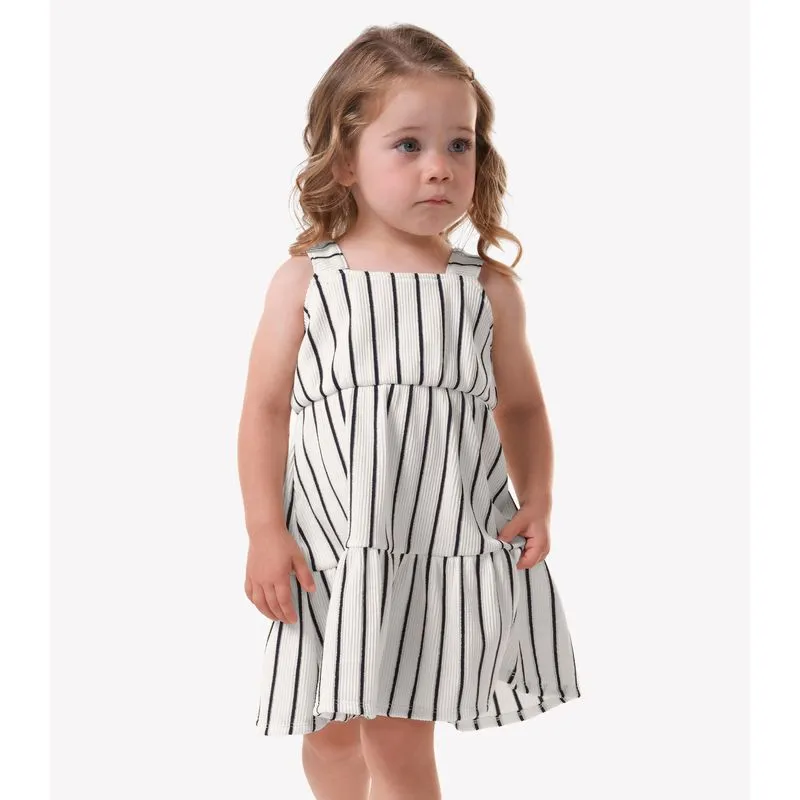 Vestido Infantil Menina Listrado Trick Nick Bege 3