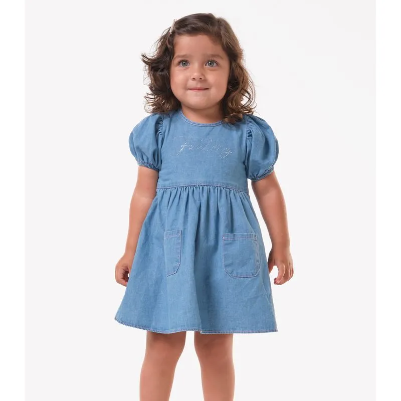 Vestido Infantil Jeans Trick Nick Azul 8