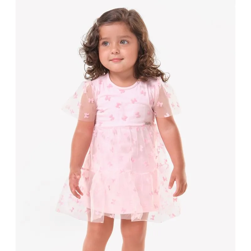 Vestido Feminino Infantil Com Tule Trick Nick Rosa 8