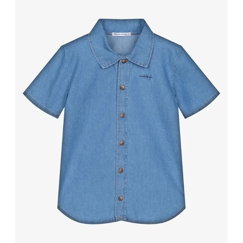 Camisa Infantil Jeans De Botão Trick Nick Azul 12