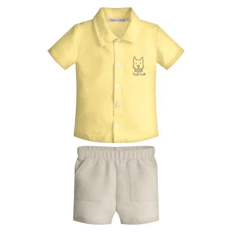 Conjunto Infantil Camisa Com Bermuda Trick Nick Amarelo 1