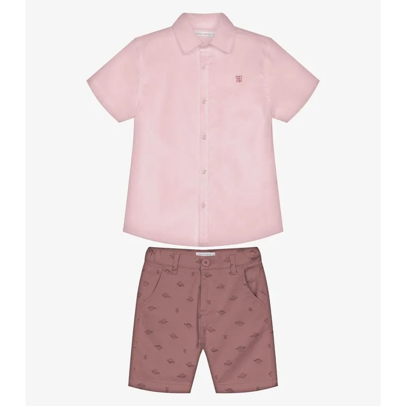 Conjunto Infantil Camisa Com Bermuda Trick Nick Rosa 3