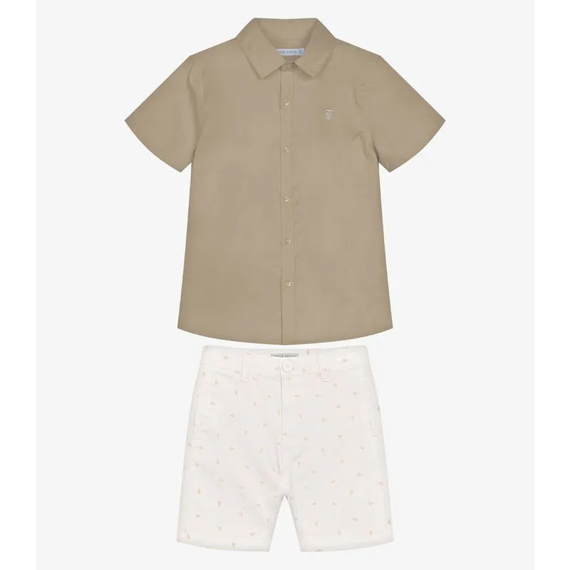 Conjunto Infantil Camisa Com Bermuda Trick Nick Marrom 14