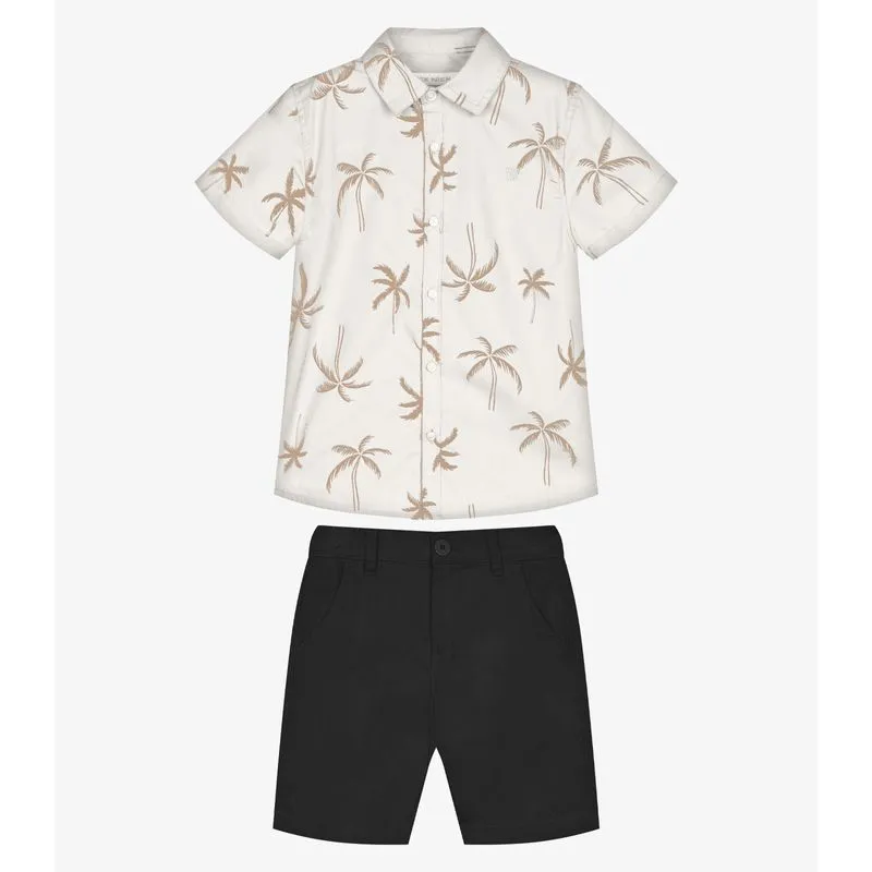 Conjunto Infantil Camisa Com Bermuda Trick Nick Bege 14
