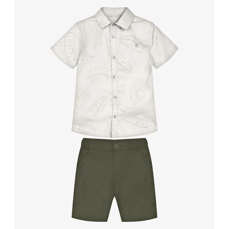 Conjunto Infantil Camisa Com Bermuda Trick Nick Bege 10