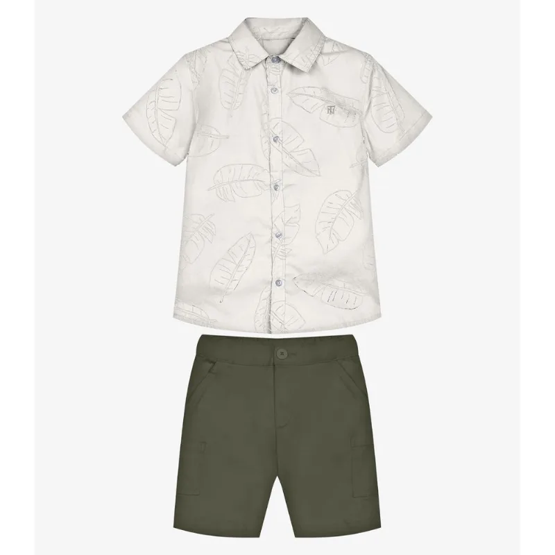 Conjunto Infantil Camisa Com Bermuda Trick Nick Bege 14