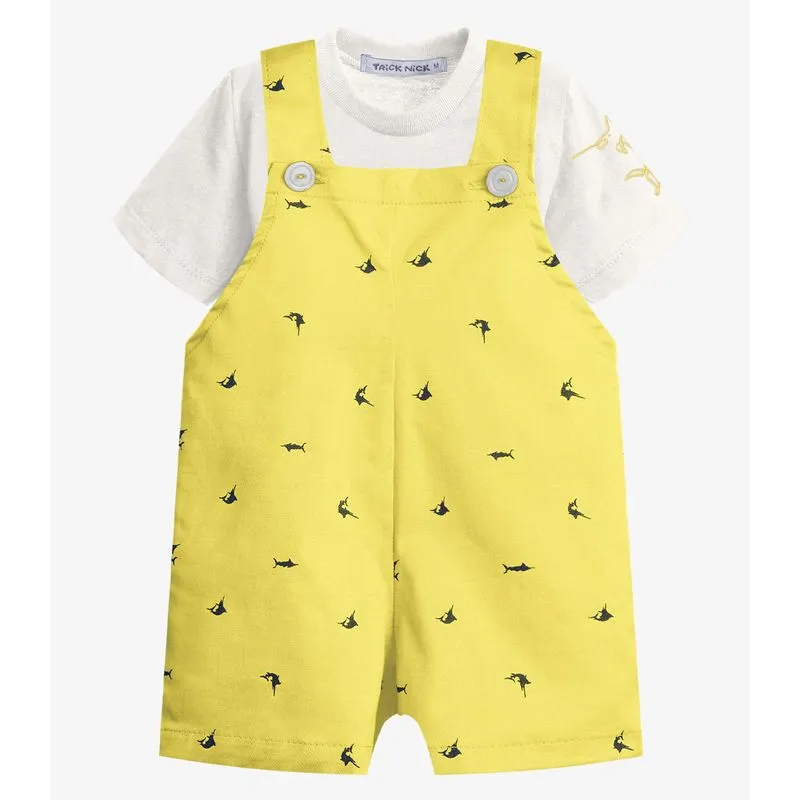 Conjunto Infantil Camiseta E Jardineira Trick Nick Amarelo 3