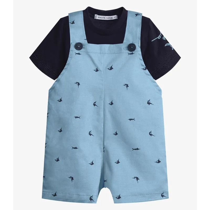 Conjunto Infantil Camiseta E Jardineira Trick Nick Azul 2
