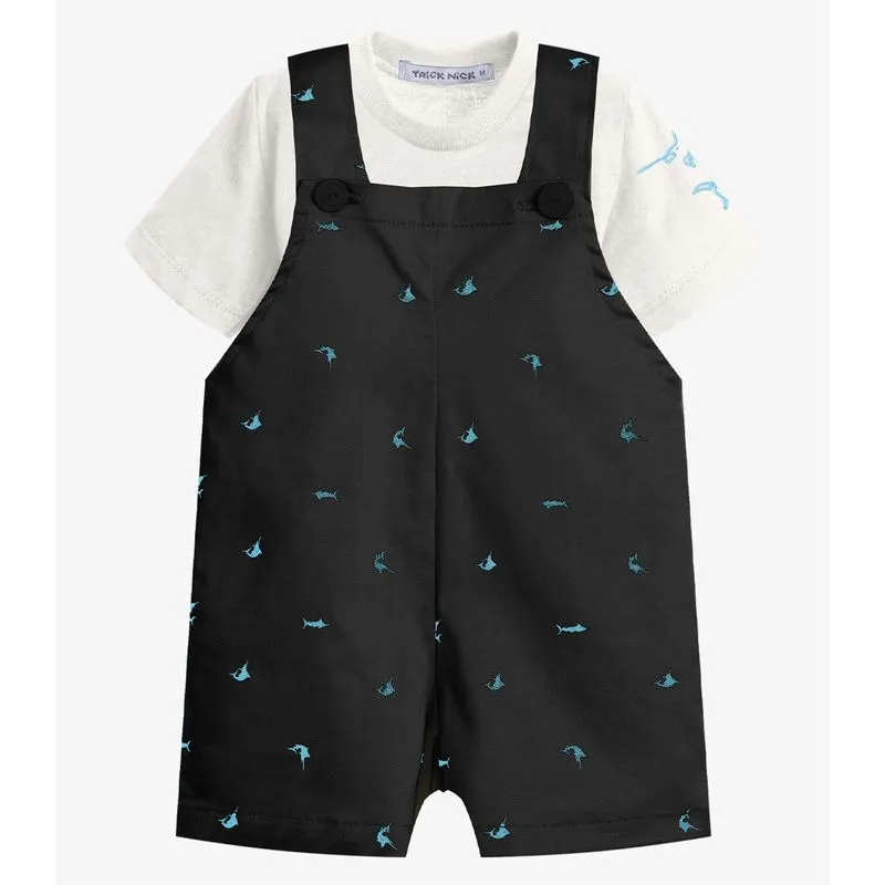 Conjunto Infantil Camiseta E Jardineira Trick Nick Preto 1