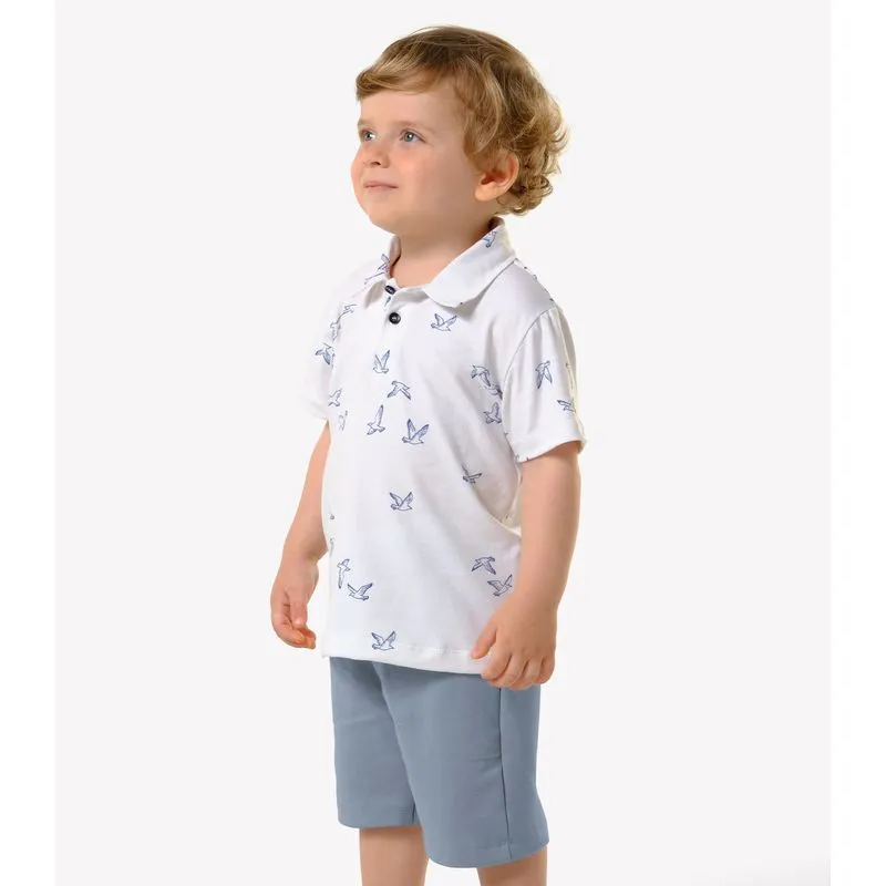 Conjunto Infantil Polo Com Bermuda Trick Nick Branco 6